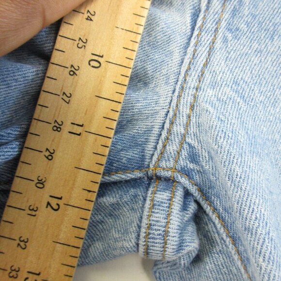Levi's Ribcage Straight Women's Jeans 24 Blue Raw Hem Light Wash Denim Y2K 628 - Picture 12 of 14